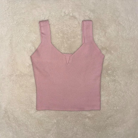 Princess Polly Pink V Neck Knit Crop Tank Top XS/S. - Picture 2 of 4